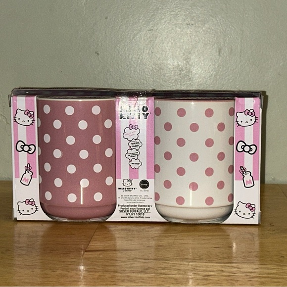 Hello Kitty Pink & White Polka Dot Ceramic TeaCup Set Made By Sanrio. New In Box - Picture 6 of 6